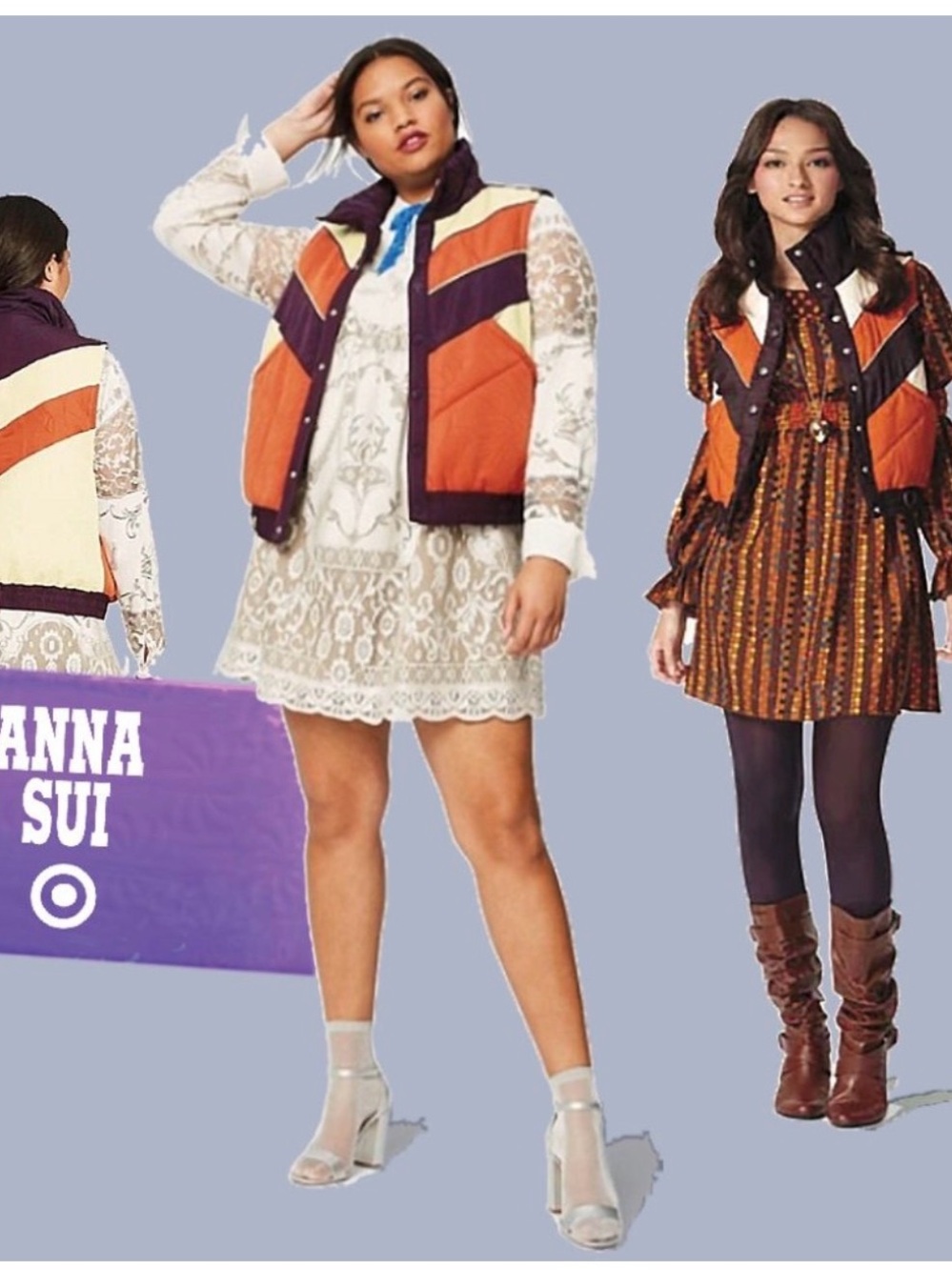 🌼 Anna Sui 20th Anniversary Collection Retro Colorblock Quilted Puffer Vest - Picture 5 of 5
